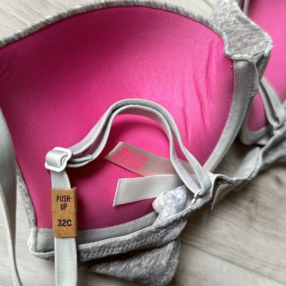 PINK‎ WEAR EVERYWHERE PUSH-UP BRA GREY SZ 32C nwt - Picture 6 of 6